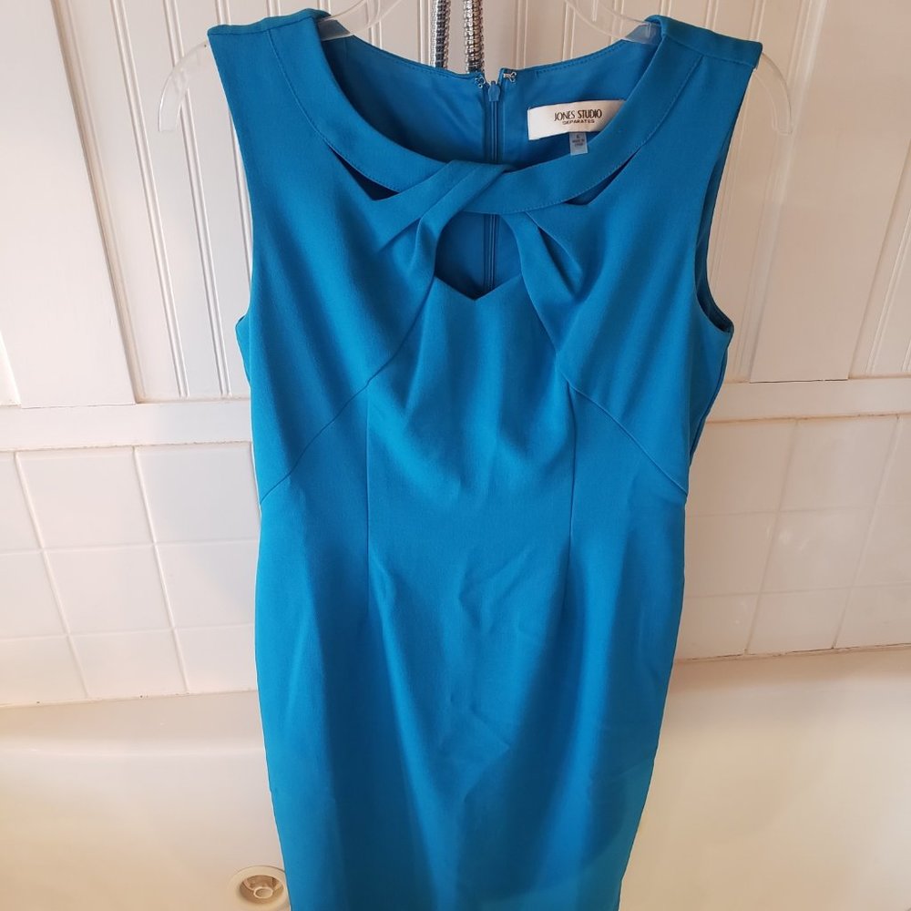 Jone's Studio Bright Blue Twisted-Neck Detail Dress, size 6